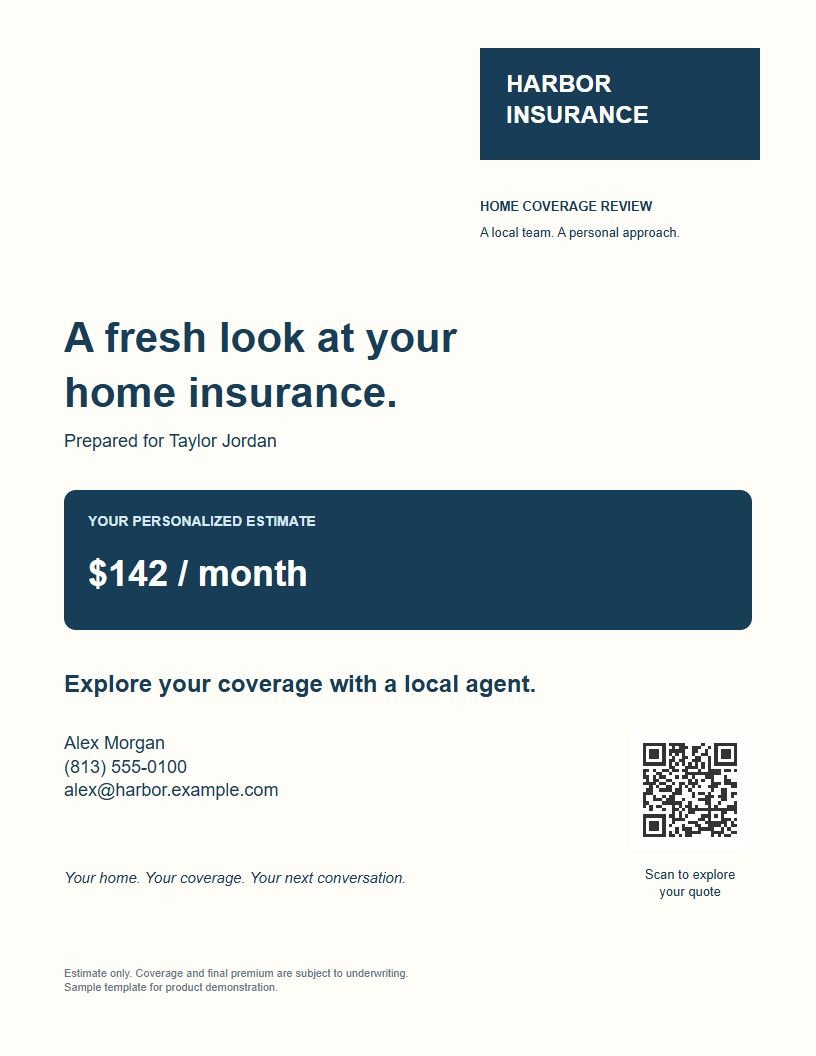 A sample personalized insurance estimate letter generated by Lazarus
